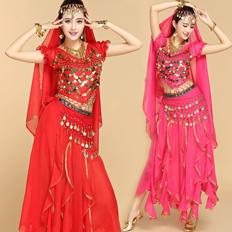 Танец живота Индийский танец Танцевальный костюм Национальный костюм Индийское танцевальное платье для девочек Весна Лето