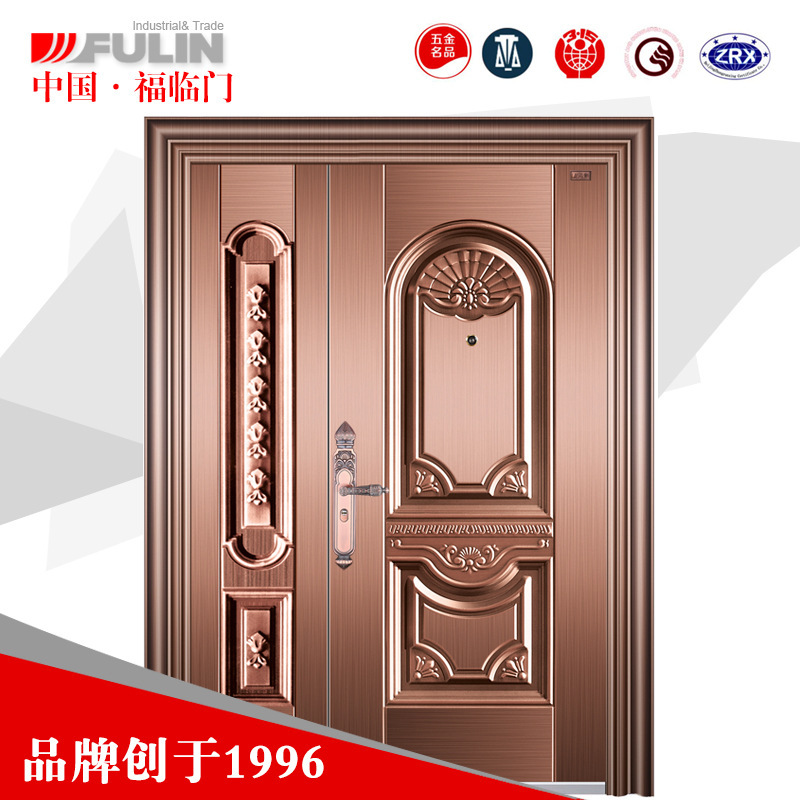 Factory Direct Sales of Grade a Imitation Copper Double Door Entrance Door, Sun-Resistant Zinc Alloy Main Door, Rural Self-Built Door