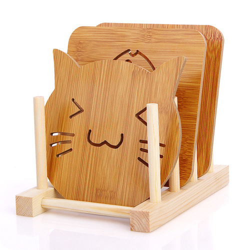 Hollow wooden coasters, kitchen tableware, thickened anti-scalding heat insulation mats, placemats, anti-slip pot and dish mats