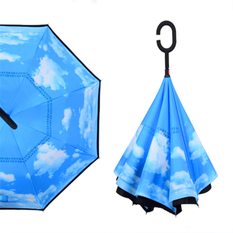 Umbrella Reverse Umbrella Creative Double-Layer Reverse Umbrella C-Type Umbrella Hands-Free Reverse Umbrella Sunny Umbrella Can Be Printed with Logo