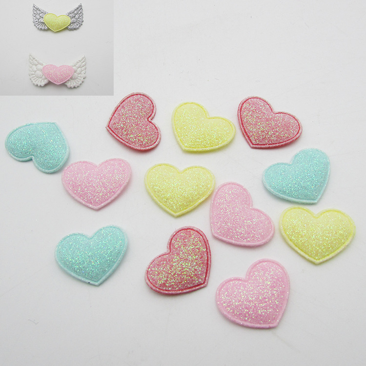 Estilo coreano oro rosa amor tela pegatinas accesorios para el cabello de los niños tocado hecho a mano DIY alas de Ángel material accesorios de la tarjeta de hornear