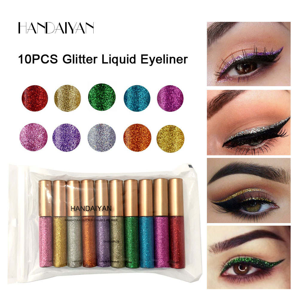 HANDAIYAN OYELINE CROSS BONDERIA, productos de explosión en Europa y América, espectáculo de escenario, esquinilla de perla, set de 10 piezas de delineador de ojos brillante.