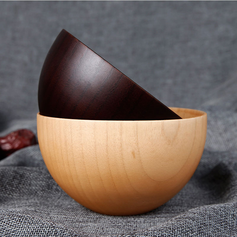 Directo de fábrica de primer grado plano creativo tazón de madera Jujube tazón de madera para el hogar tazón de madera maciza antiquemaduras gran cantidad de descuento