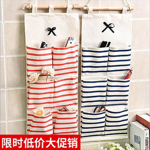 Bowler Korean style cotton and linen large simple door storage hanging bag home kitchen wall multi-functional hanging bag wholesale