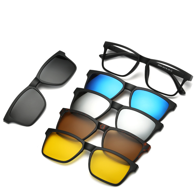 New myopia glasses frame set five-piece Sun lens TR retro men and women polarized magnetic set glasses frame New myopia glasses frame set five-piece Sun lens TR retro men and women polarized magnetic set glasses frame