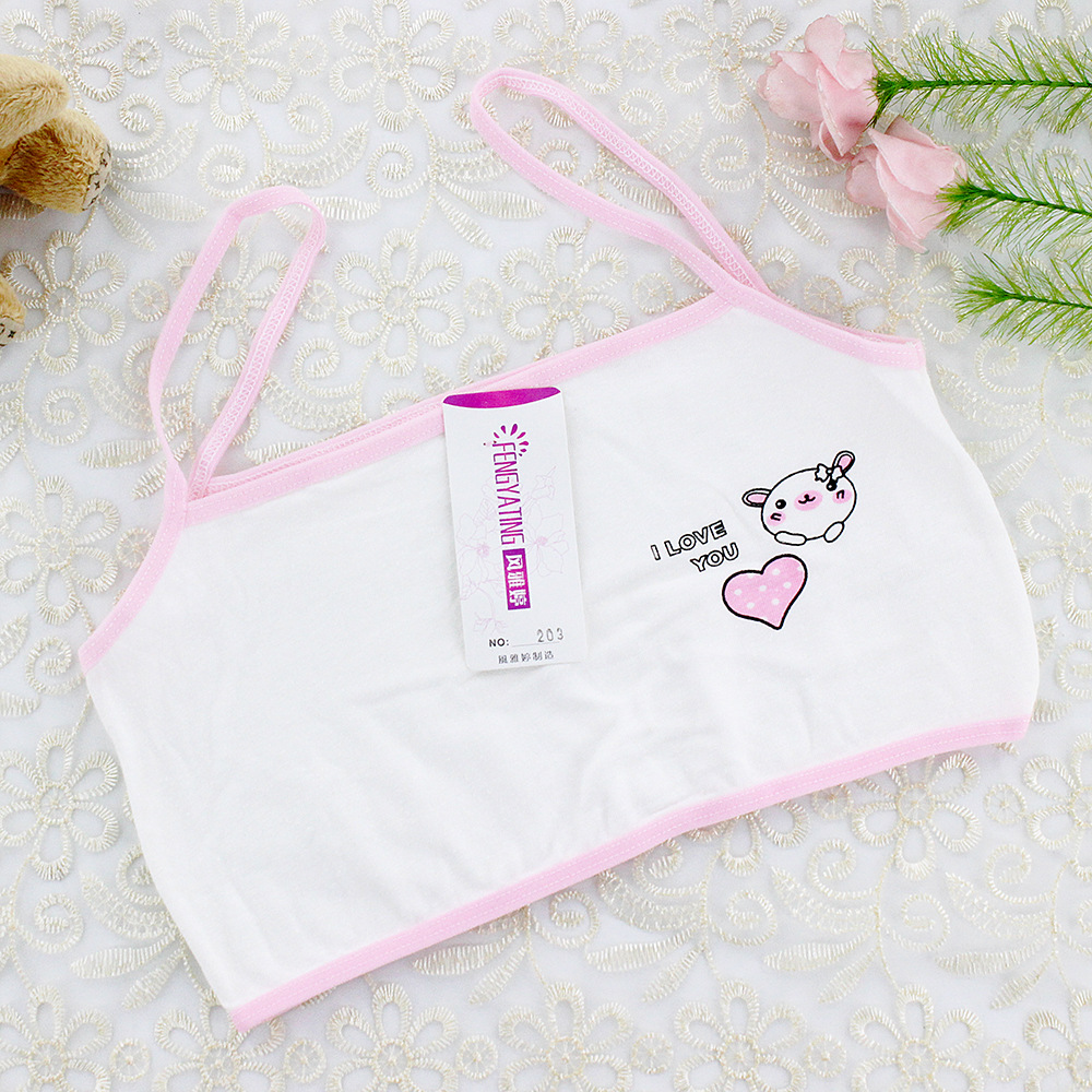 Algodón lindo período de desarrollo impresión la historieta primaria y secundaria niñas media camisola ropa interior tubo superior