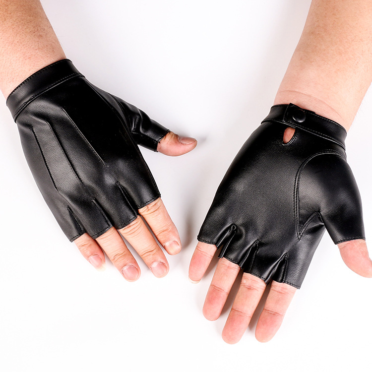 Hombres y mujeres tres tendón medio dedo guantes de cuero al aire libre hip-hop Pupi club nocturno damas rendimiento danza guantes