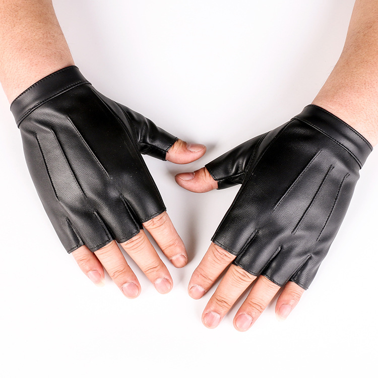 Hombres y mujeres tres tendón medio dedo guantes de cuero al aire libre hip-hop Pupi club nocturno damas rendimiento danza guantes