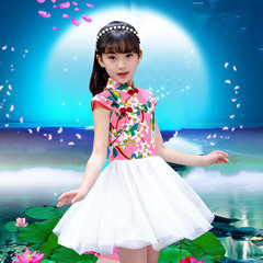 Children's clothing, qipao, rustling skirts, cotton elastic fabric, middle child size, drop shipping, guzheng performance, Chinese style