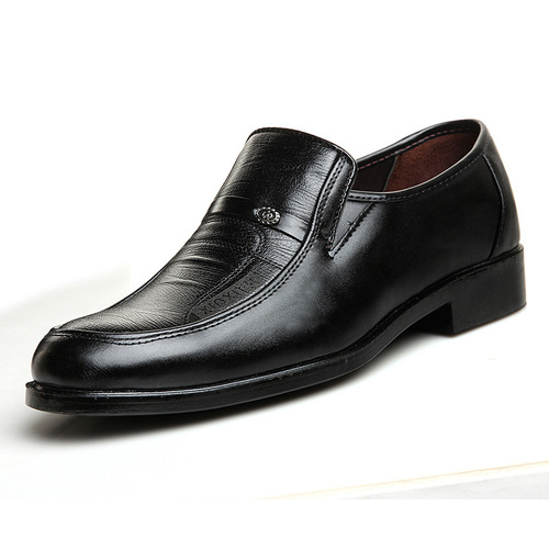 2024 Spring New Men's Business Formal Leather Shoes Office Shoes Slip-On Comfortable Casual Black Leather Shoes