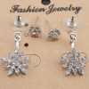 Zirconium, shiny fashionable earrings, Korean style, with snowflakes, micro incrustation