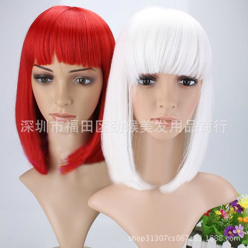 European and American Women's Wig Headgear bobo Head Women's Short Hair Bobo Wig Hot Selling Explosion Short Hair (Red)
