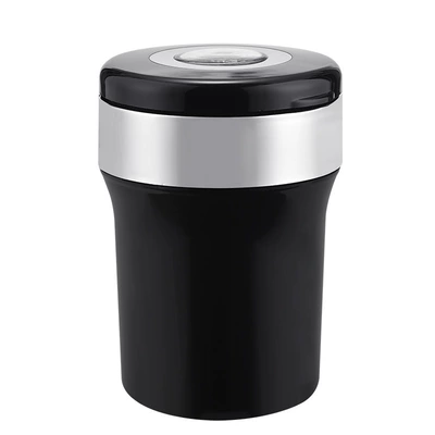 Car Compass Ashtray Car Metal Liner Personalized Trendy Led Anti-Fly Smoke In-Car Ashtray (Car ashtray) - black-silver