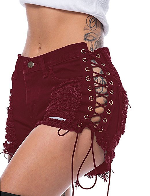 Verano transfronterizo Amazon estación europea rasgado moda lado vendaje de las mujeres más tamaño jeans en stock venta al por mayor