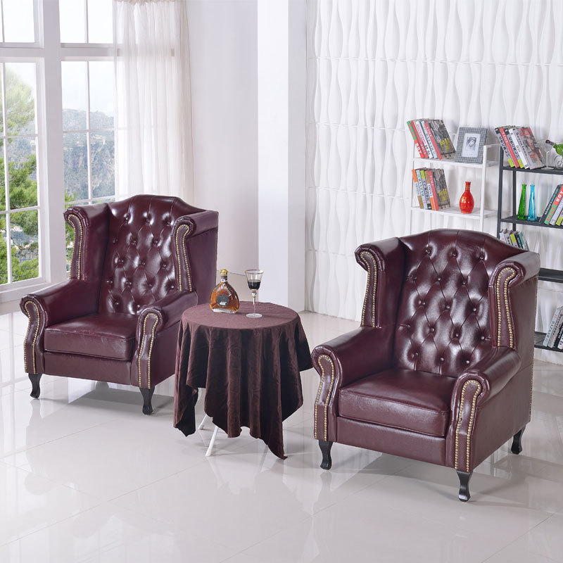 Silla de cuero americana estudio sala de estar cafetería Tigre silla sofá individual dormitorio sofá reclinable Perezoso