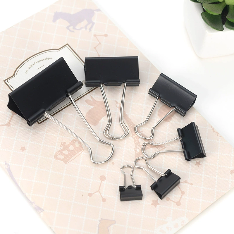 Long-tail Binder Clip, 15 mm, Black, Small Paper Clamp
