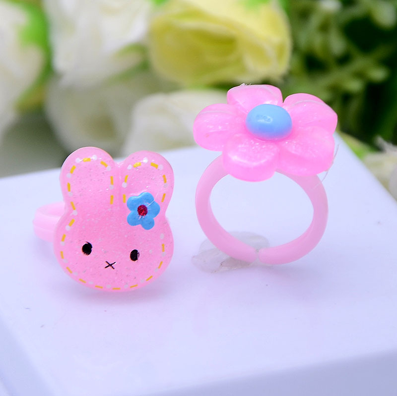 Children's Cartoon Resin Ring Candy Color Ring Korean Style Cute Pink Little Girl Jewelry Small Gift Ring