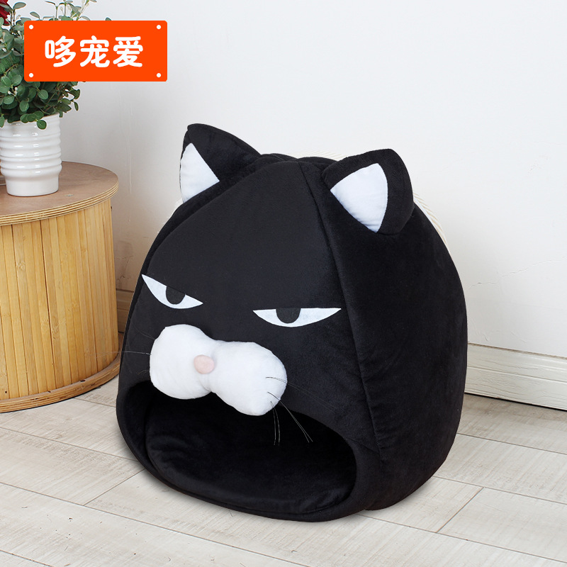 Nido de gato estilo tienda semicerrada, cama portátil para mascotas, mayorista