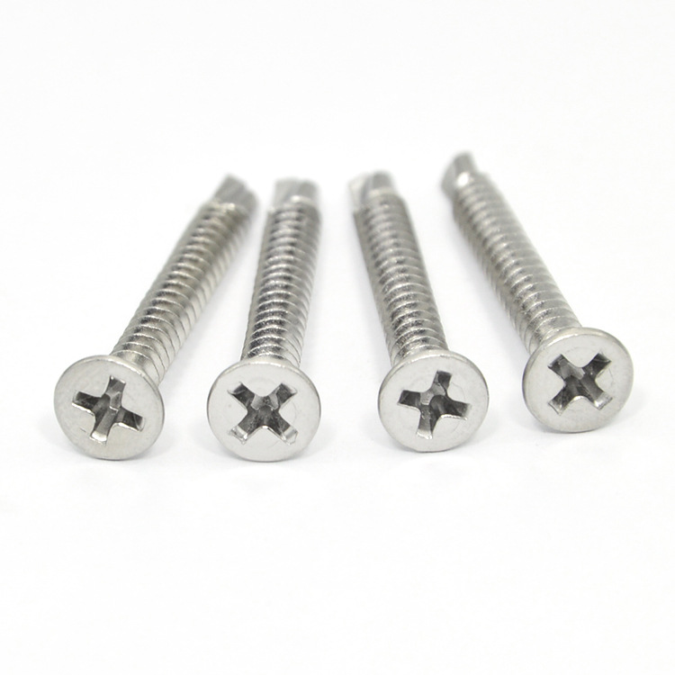 Tornillos autoperforantes de acero inoxidable 410, cabeza plana con hueco para destornillador, tornillos autoperforantes y autorroscantes para puertas y ventanas, M4.2M4.8