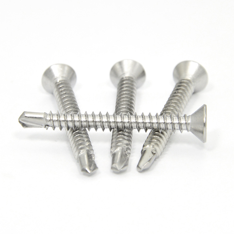 Tornillos autoperforantes de acero inoxidable 410, cabeza plana con hueco para destornillador, tornillos autoperforantes y autorroscantes para puertas y ventanas, M4.2M4.8