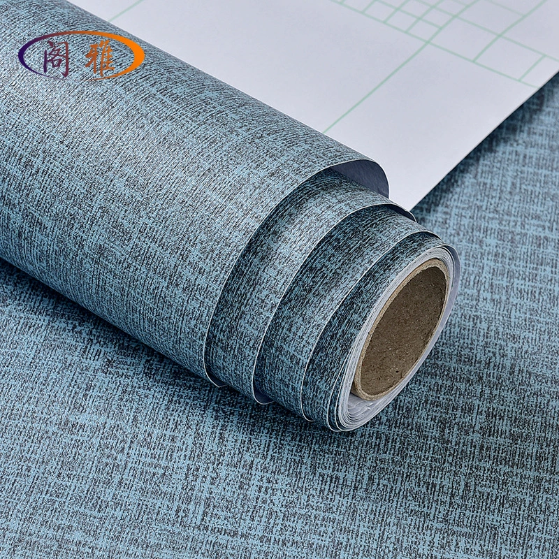 Self-Adhesive PVC Wallpaper, Imitation Linen Pattern, Waterproof & Moisture-Proof, Various Widths