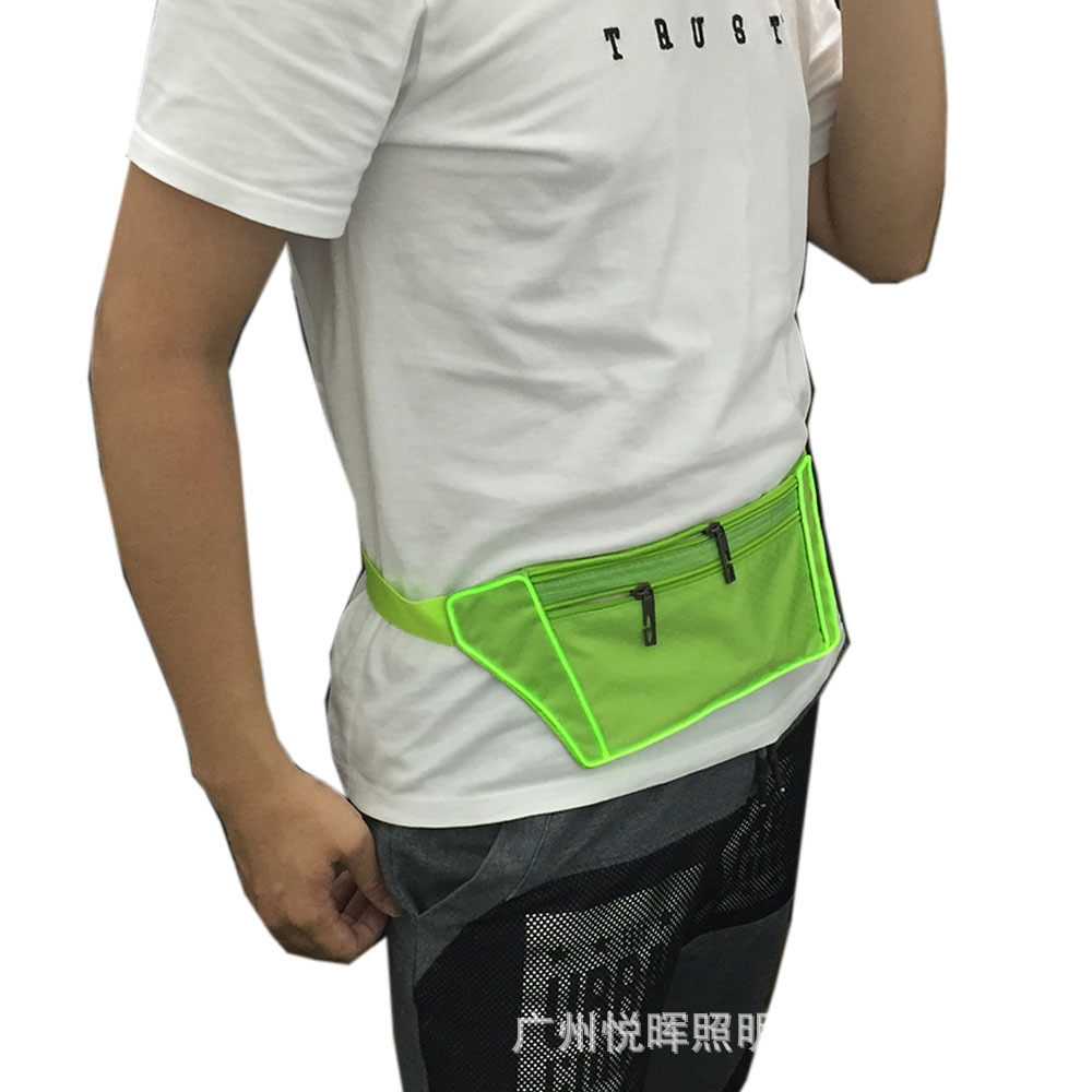 Correr al aire libre montañismo EL luz fría bolsa de cintura luminosa ultrafina ajustada antirrobo bolsa de cintura deportiva LED bolsa de cintura luminosa
