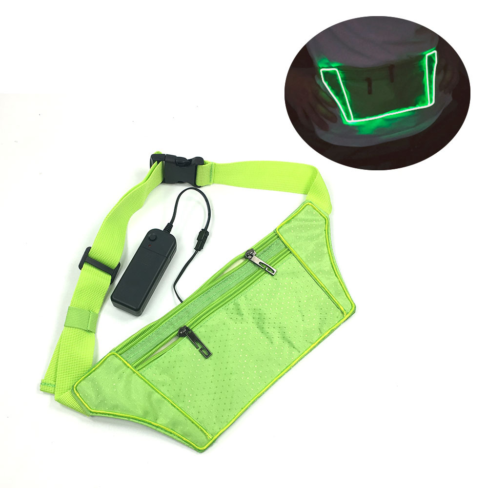 Correr al aire libre montañismo EL luz fría bolsa de cintura luminosa ultrafina ajustada antirrobo bolsa de cintura deportiva LED bolsa de cintura luminosa