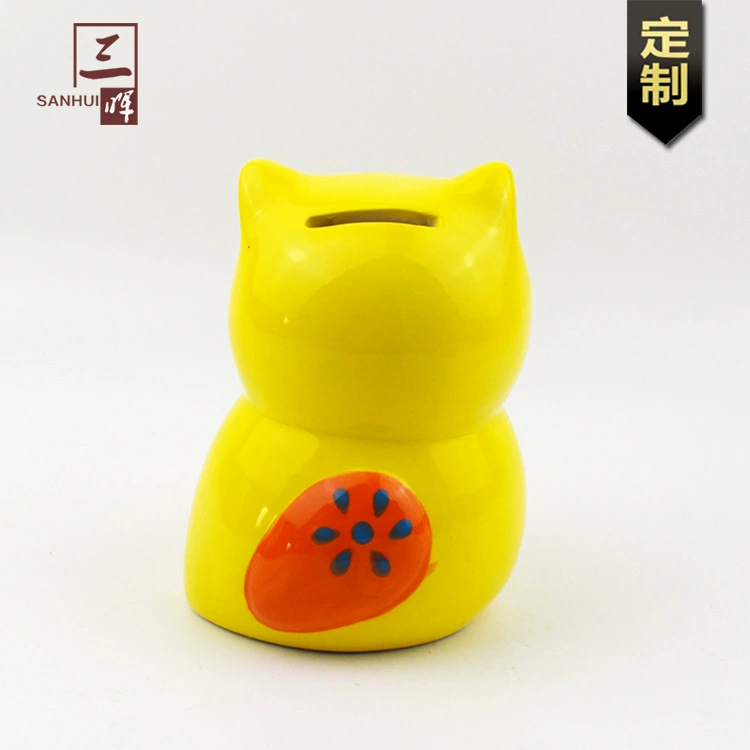 Piggy bank, hand painting, owl