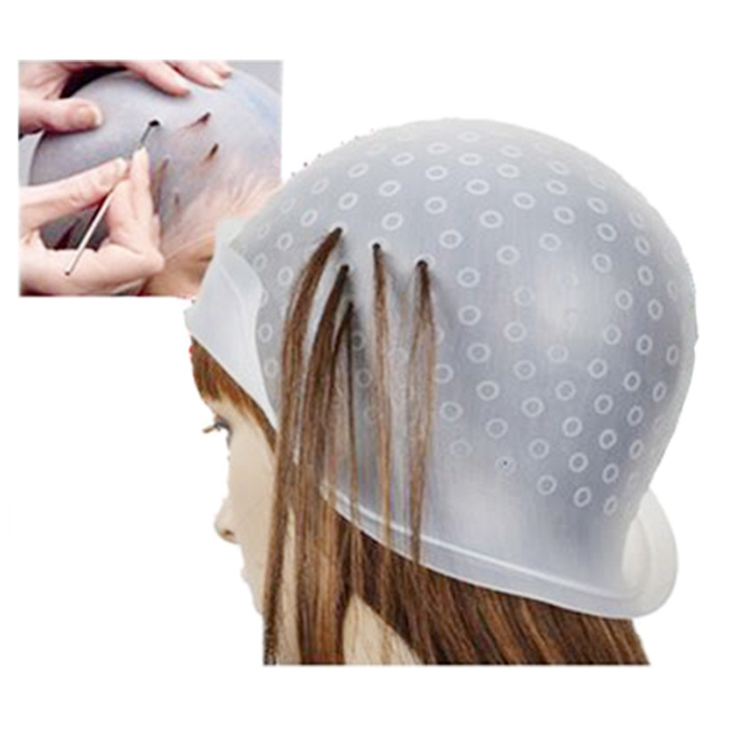 Gorro de Tinte para el Cabello Reutilizable al por Mayor Transfronterizo, Herramienta de Peluquería de Silicona Colorida, Gorro para Mechas sin Perforaciones