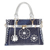 Shoulder bag, woven denim shopping bag, platinum one-shoulder bag