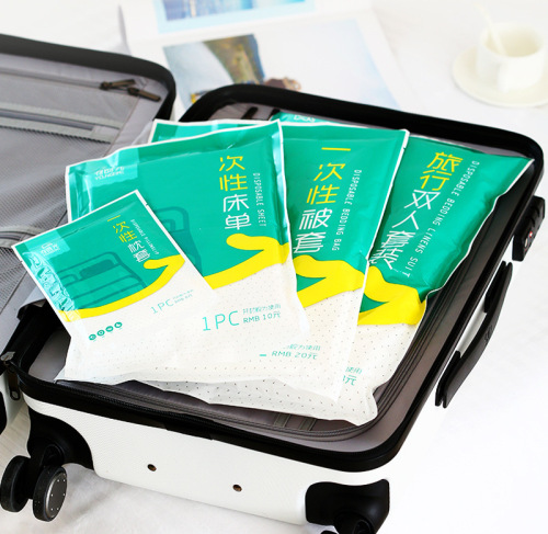Time Travel Disposable Non-Woven Pillowcases, Sheets and Quilt Covers, Business Travel, Hotel Bedding Four-piece Set