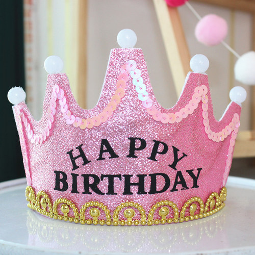 Birthday Glow Crown Party Supplies Creative Gifts with Lights Children's Birthday Cake Glitter Crown Hat