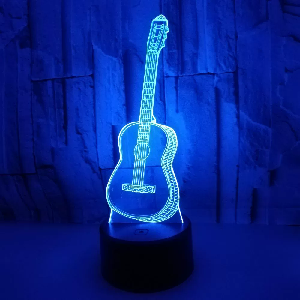 LED guitar, seven-coloured touch night light, creative atmospheric table lamp, (Cross-border trading), 3D, creative gift
