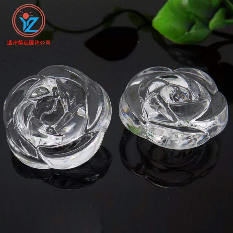 Factory supply DIY button button monopoly cute transparent Rose Crystal shirt sweater Button Spot
