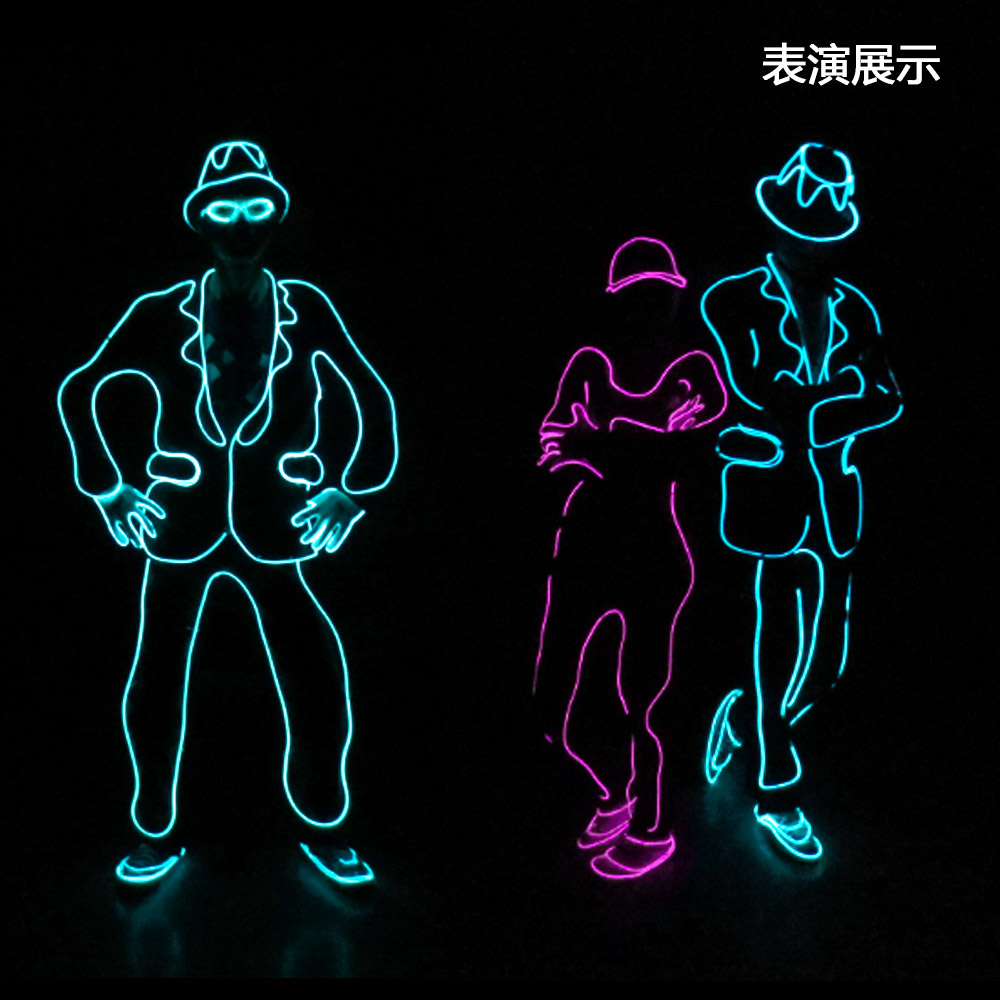 Ropa y accesorios luminosos EL para espectáculos de baile fluorescentes para hombres, festivales de música, fiestas y presentaciones en escenario.