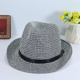 夏季韩版卷边小礼帽时尚男式草帽可折叠太阳帽透气防晒沙滩帽