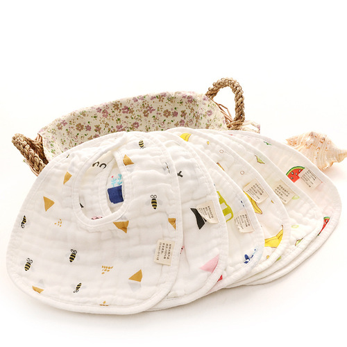 Infant pure cotton 8-layer gauze bib U-shaped bib children's saliva napkin without fluorescent agent snaps easy to clean