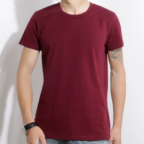Round neck-wine red