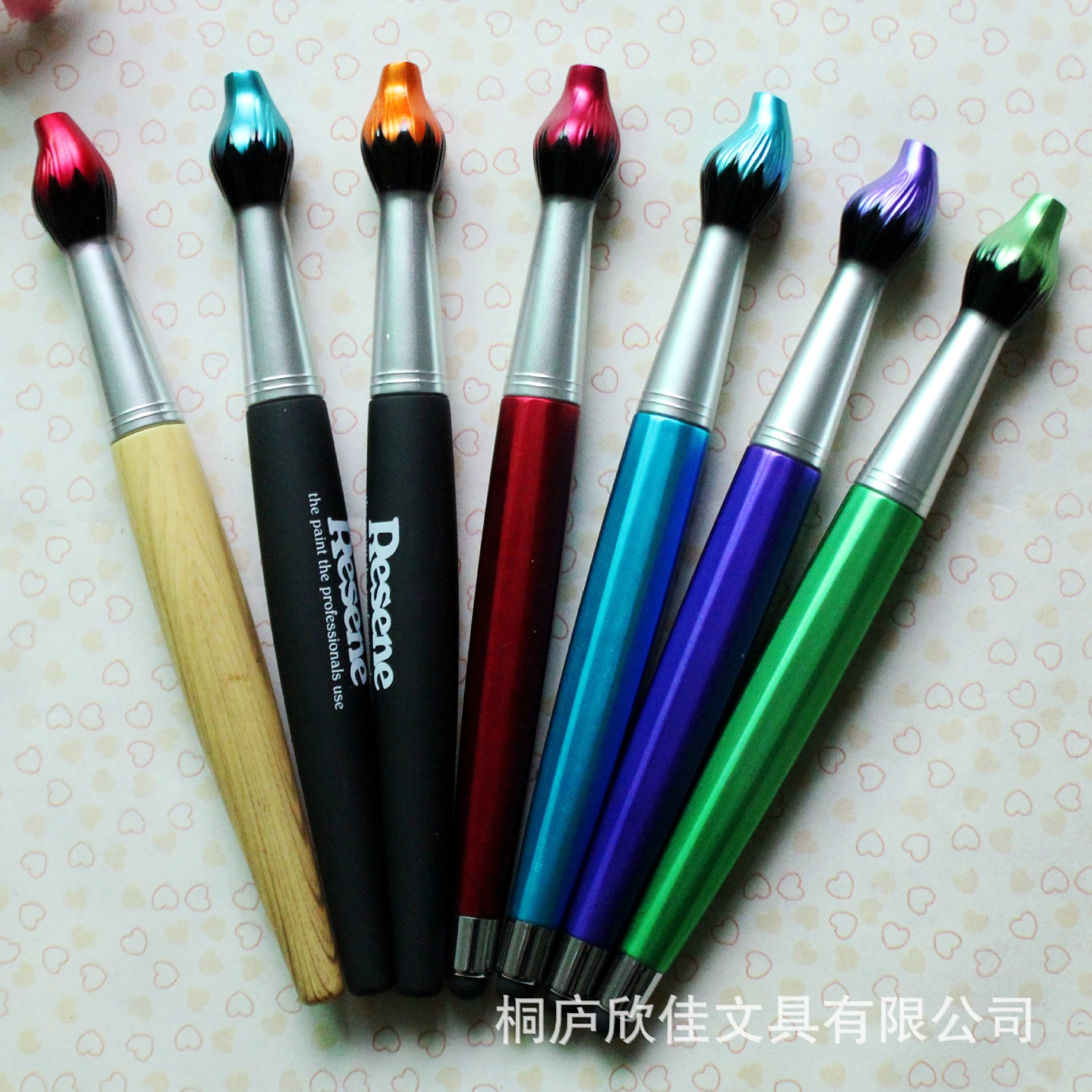 Venta de pintura al óleo pluma de dibujos animados giro de imitación de madera bolígrafo pegamento aerosol publicidad pluma antorcha bolígrafo