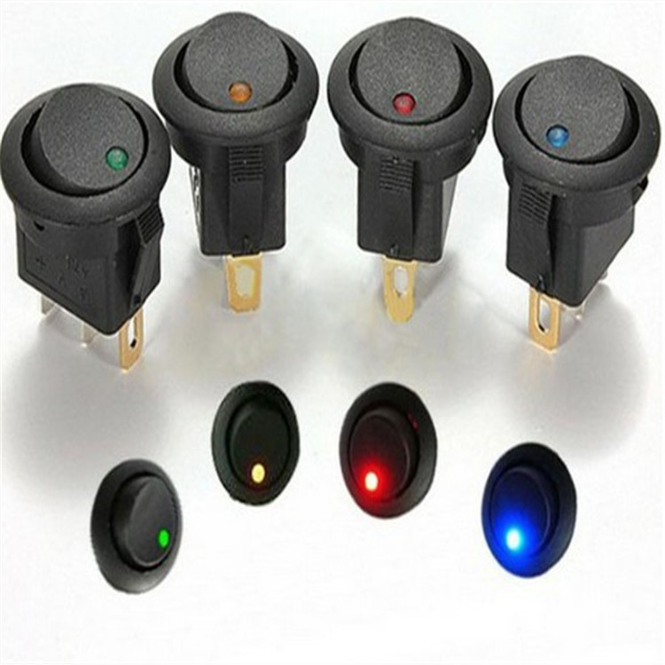 优质船型开关 圆形猫眼开关按钮开关 12V/24V/250V LED汽车开关