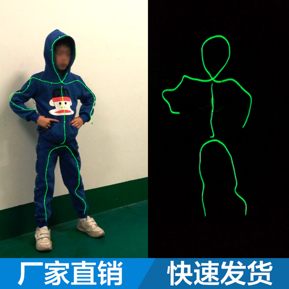 Niños Stickman fluorescente danza el luz fría ropa de rendimiento LED etapa luminosa
