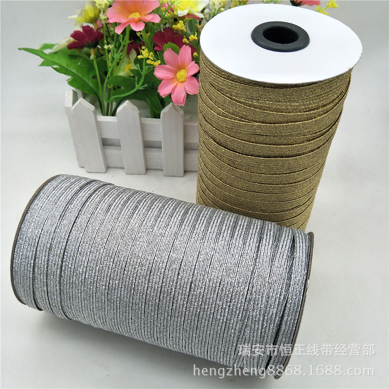 Spot 3mm6mm9mm gold and silver onion walking horse elastic band flat elastic rope gift box notebook strap high elastic line Spot 3mm6mm9mm gold and silver onion walking horse elastic band flat elastic rope gift box notebook strap high elastic line
