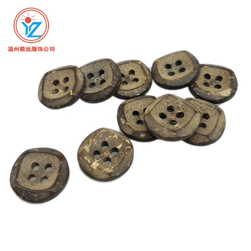 Natural coconut shell button two-eye coconut button children's sweater coat button coconut button coconut shell buckle