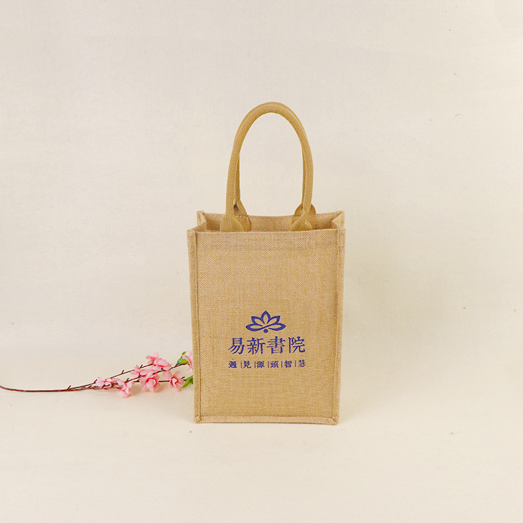 厂家直供加厚环保麻布手提袋 黄亚麻购物红酒茶叶包装麻布袋