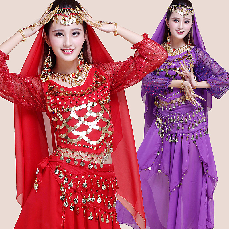 Belly Dance Practice Suit Indian Dance Costume Stage Table Performance Costume Long Sleeve Practice Suit
