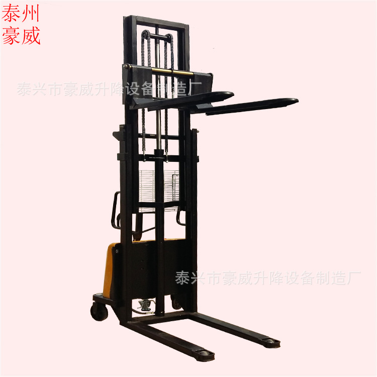 厂家卖电动叉车1吨2吨半自动堆高装卸车 电动升高车蓄电池叉车