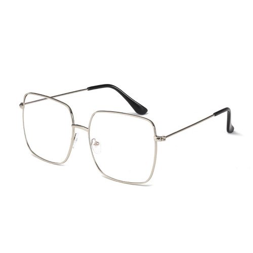 Zhou Yangqing's same style glasses internet celebrity female square frame gold edge flat mirror large frame round face slimming square frame myopia glasses for men