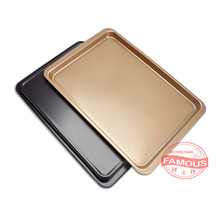 跨境14.5寸碳钢烤箱浅盘 大号不粘长方形浅烤盘 宽边牛轧糖烤盘