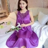 A flower skirt is dark purple