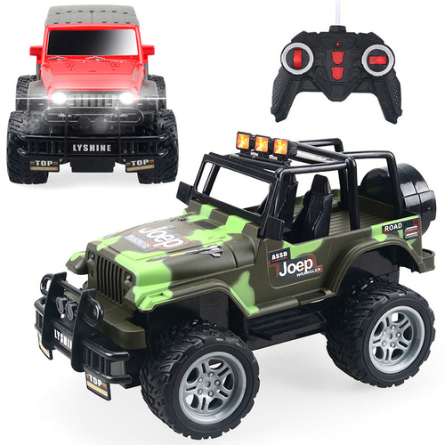 【】Electric children's four-way remote control car toy 1:18 off-road vehicle racing model toy rechargeable